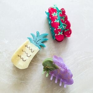 Anthropologie Fruit Claw Clip Set